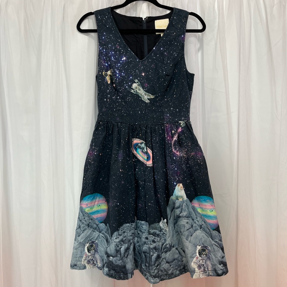 ModCloth Take Up Space Cosmic Kittens Dress